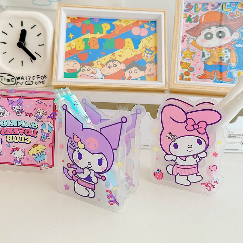 Sanrio Phim Hoạt Hình Chủ Bút Acrylic Dễ Thương Chủ Bút Sinh Viên Máy Tính Để Bàn Văn Phòng Phẩm Lưu Trữ Hộp Mỹ Phẩm Bàn Chải Lưu Trữ Xô Container | Top3c01