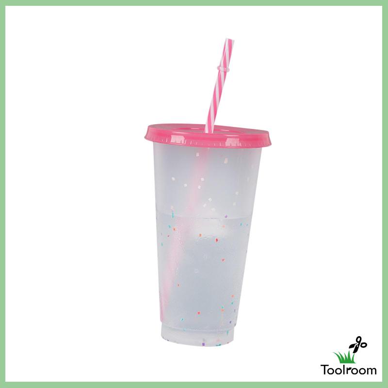 Cốc Uống Nước Trong Suốt Có Nắp Thay Đổi Màu Sắc Độc Đáo