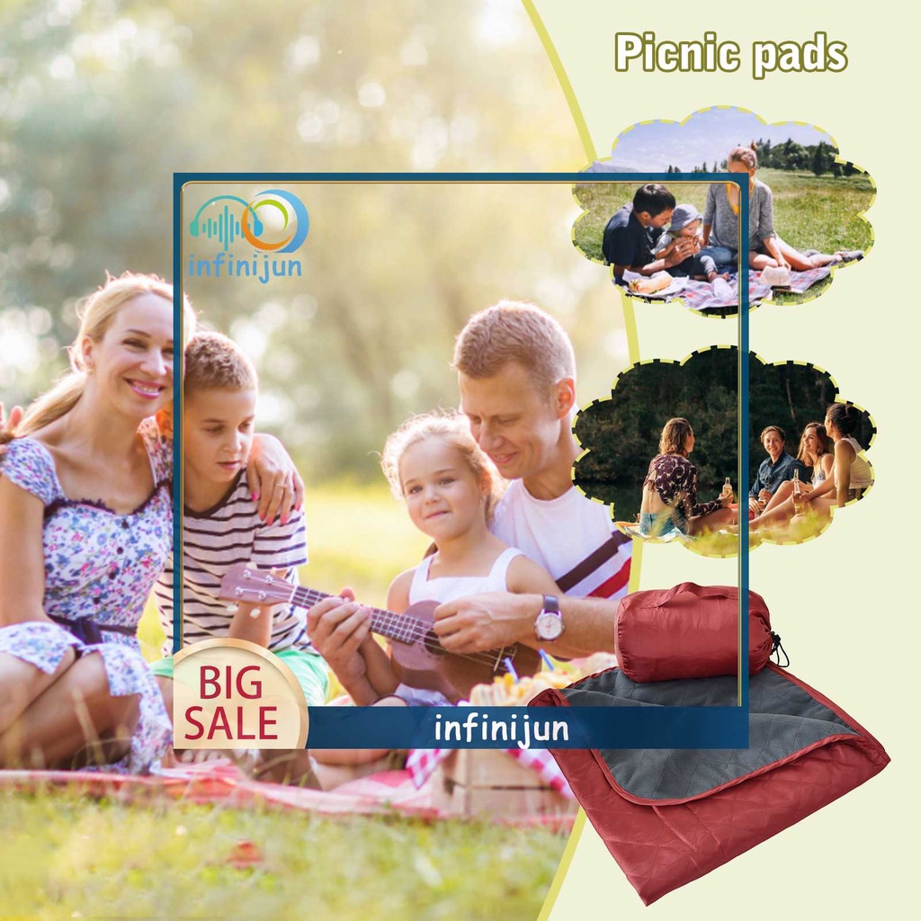 Thảm Cắm Trại Bằng Polyester Có Thể Gấp Gọn Kèm Túi Đựng Tiện Dụng