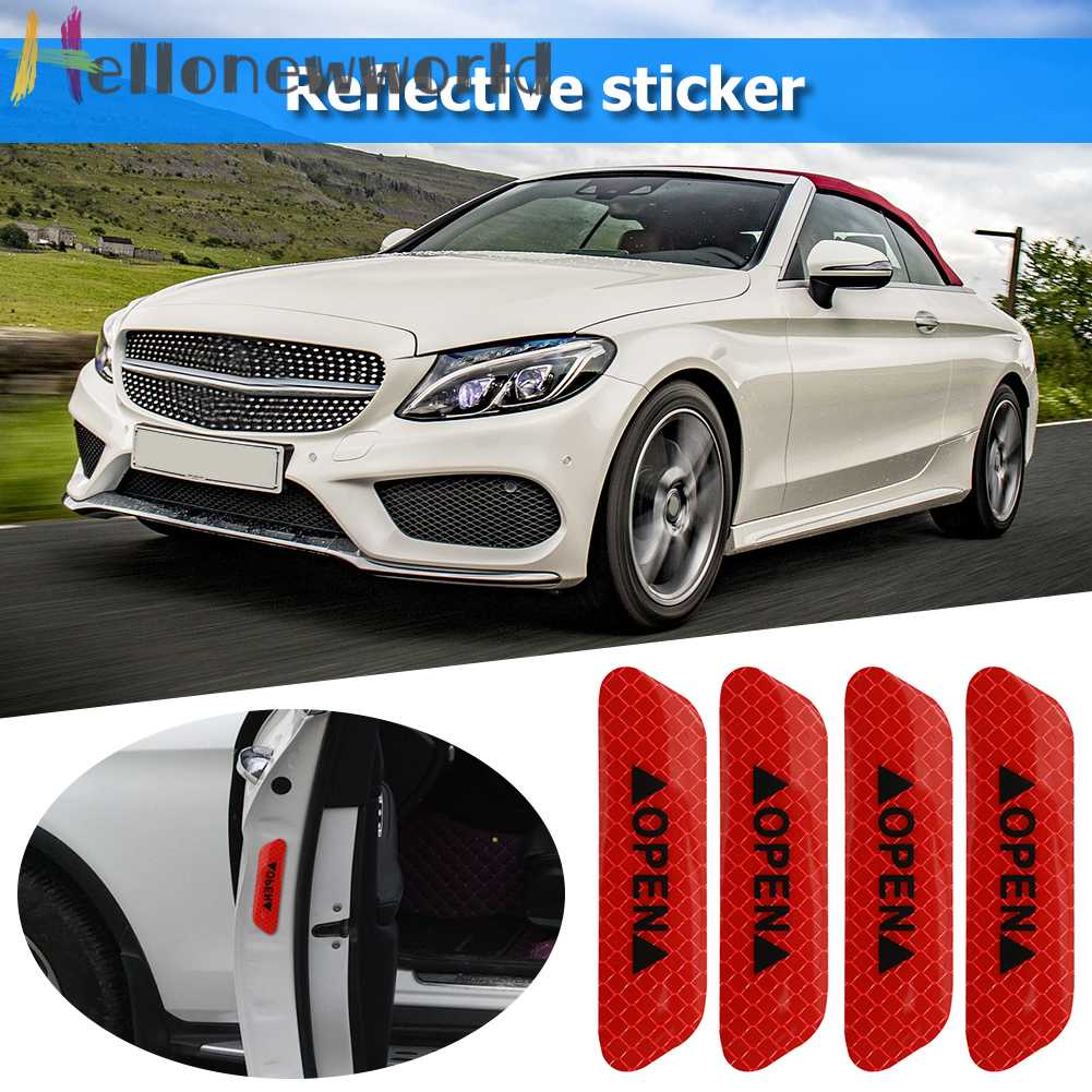 Bộ 4 Miếng Dán Phản Quang Trang Trí Cửa Xe Hơi Tiện Dụng