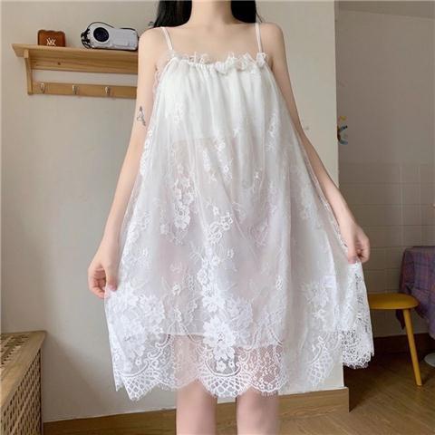 Đầm Ngủ Tay Ngắn Dáng Rộng Phối Ren Thời Trang Mùa Hè 2023 Dễ Thương Cho Nữ