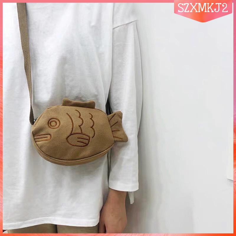 Túi Tote Đeo Vai / Đeo Chéo Bằng Vải Canvas Hình Cá Có Thể Điều Chỉnh Kích Thước szxmkj2 Dành Cho Bạn Gái