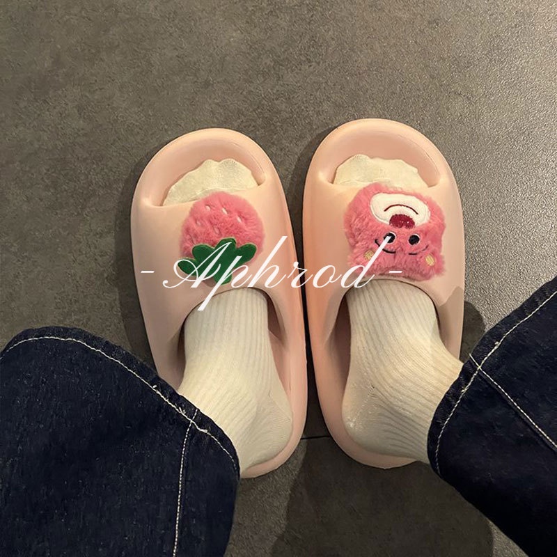 Dép Sandal Đế Bằng Chống Trượt Họa Tiết Hoạt Hình Phong Cách Hàn Quốc Cho Nữ