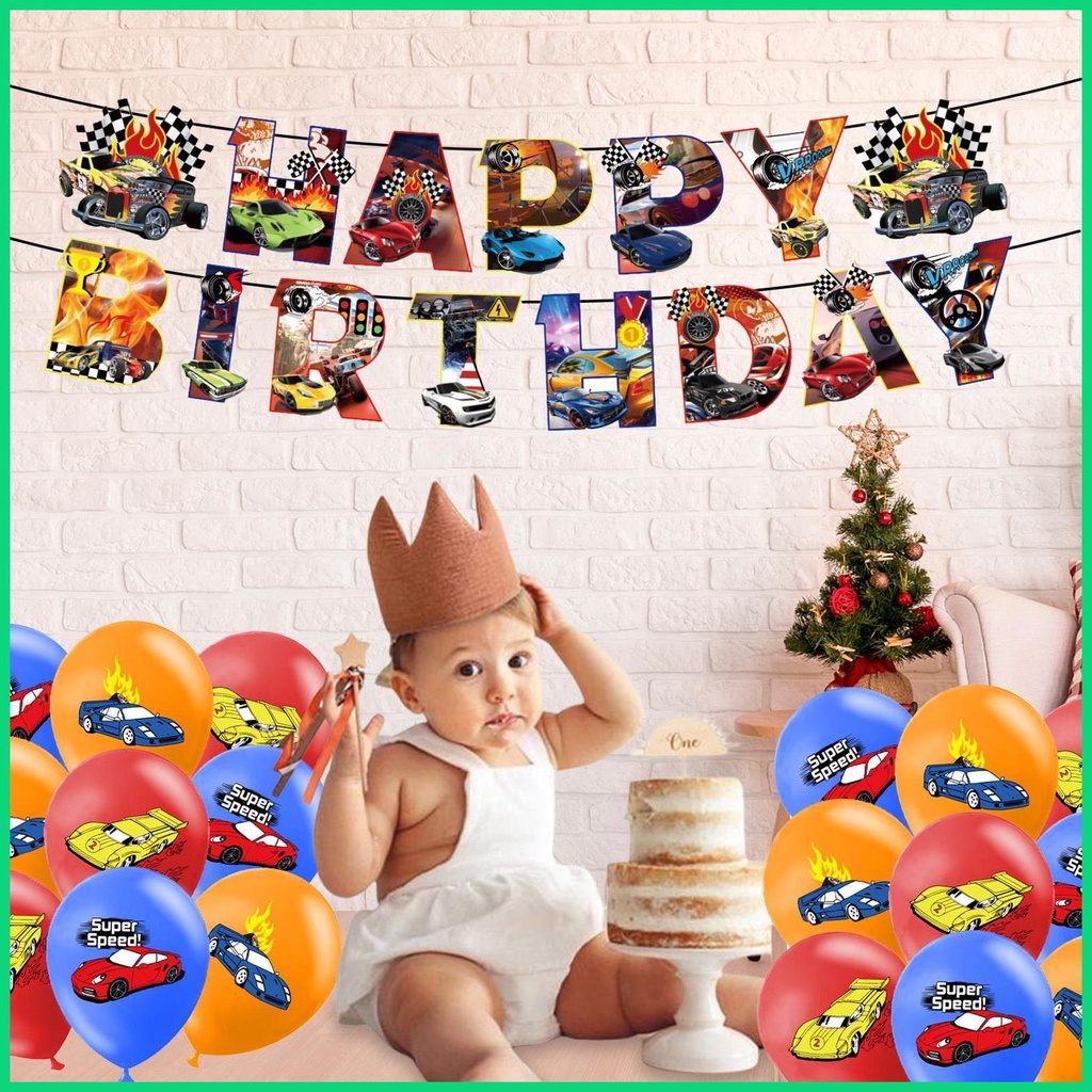 Bong Bóng Trang Trí Bánh Kem Sinh Nhật Chủ Đề Xe Đua