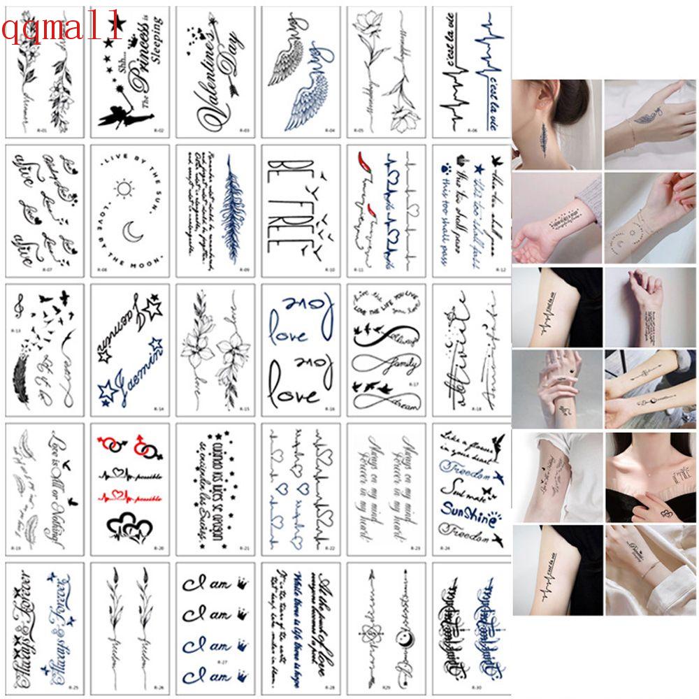 Set 30 Hình Xăm Dán Tạm Thời Chống Nước Hình Chữ Cái Tiếng Anh Màu Đen Cho Nam Và Nữ