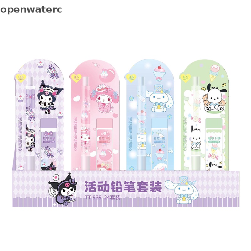 1 Bộ Bút Chì Cơ Tự Động Vẽ Hình Sanrio Dễ Thương Kèm Đồ Chuốt HB Dành Cho Học Sinh