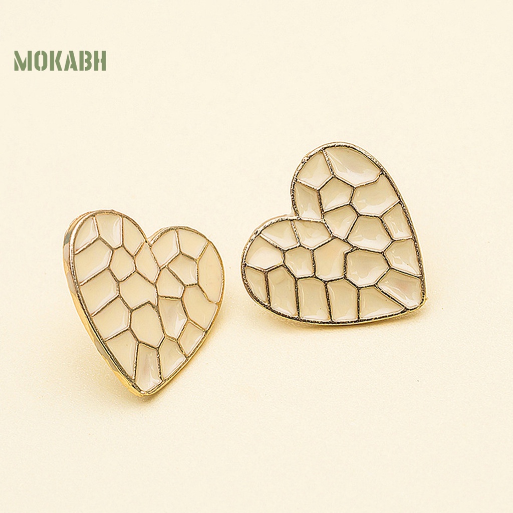 1 Đôi Bông Tai Hình Trái Tim Tráng Men Dành Cho Nữ