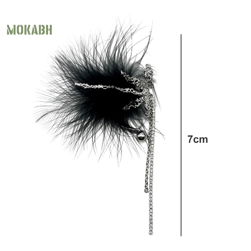 1 Khuyên Kẹp Vành Tai Hình Lông Vũ Đính Ngọc Trai Giả Sang Trọng