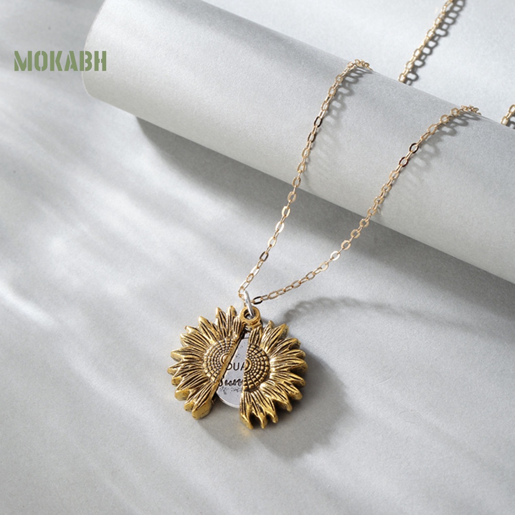 [Mới] Vòng cổ Mặt Khắc Hình Hoa Hướng Dương Mở Chắc Chắn Sáng Tạo Bằng Hợp Kim Cho Nữ