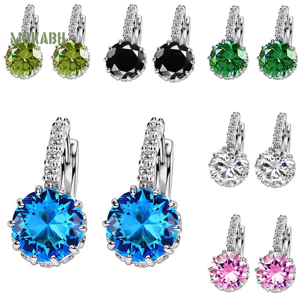 Khuyên Tai Tròn Đính Đá Zircon Thời Trang Cho Nữ