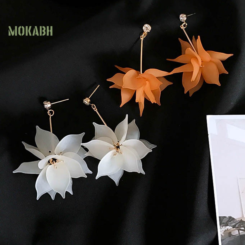 Bông Tai Dáng Dài Hình Cánh Hoa Bằng Nhựa Resin Ngọt Ngào Cho Nữ