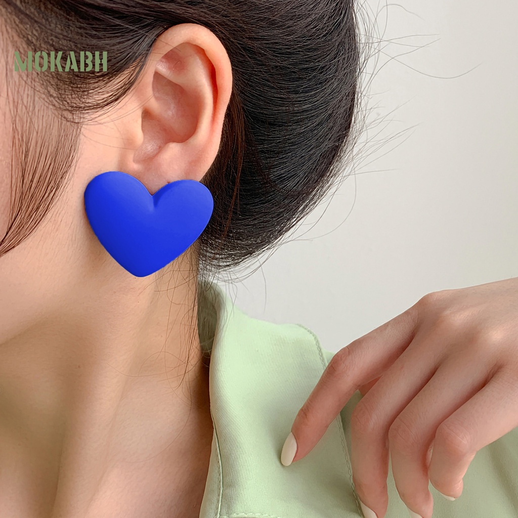 1 Đôi Bông Tai Hình Trái Tim Màu Sắc Kẹo Ngọt Phong Cách Hàn Quốc Dành Cho Nữ