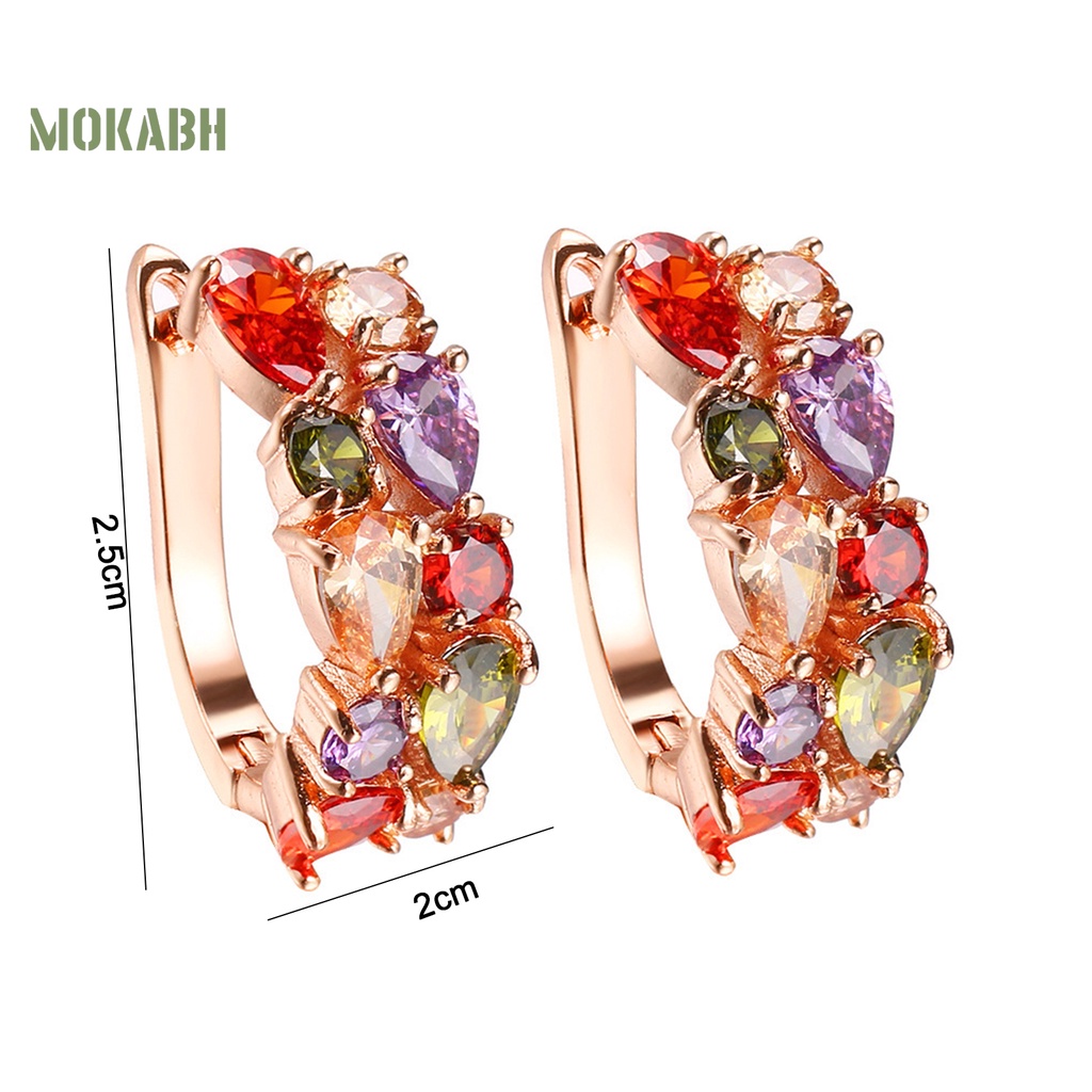 1 Đôi Bông Tai Tròn Đính Đá Zircon Nhiều Màu Thoải Mái Thời Trang Dự Tiệc Dành Cho Nữ