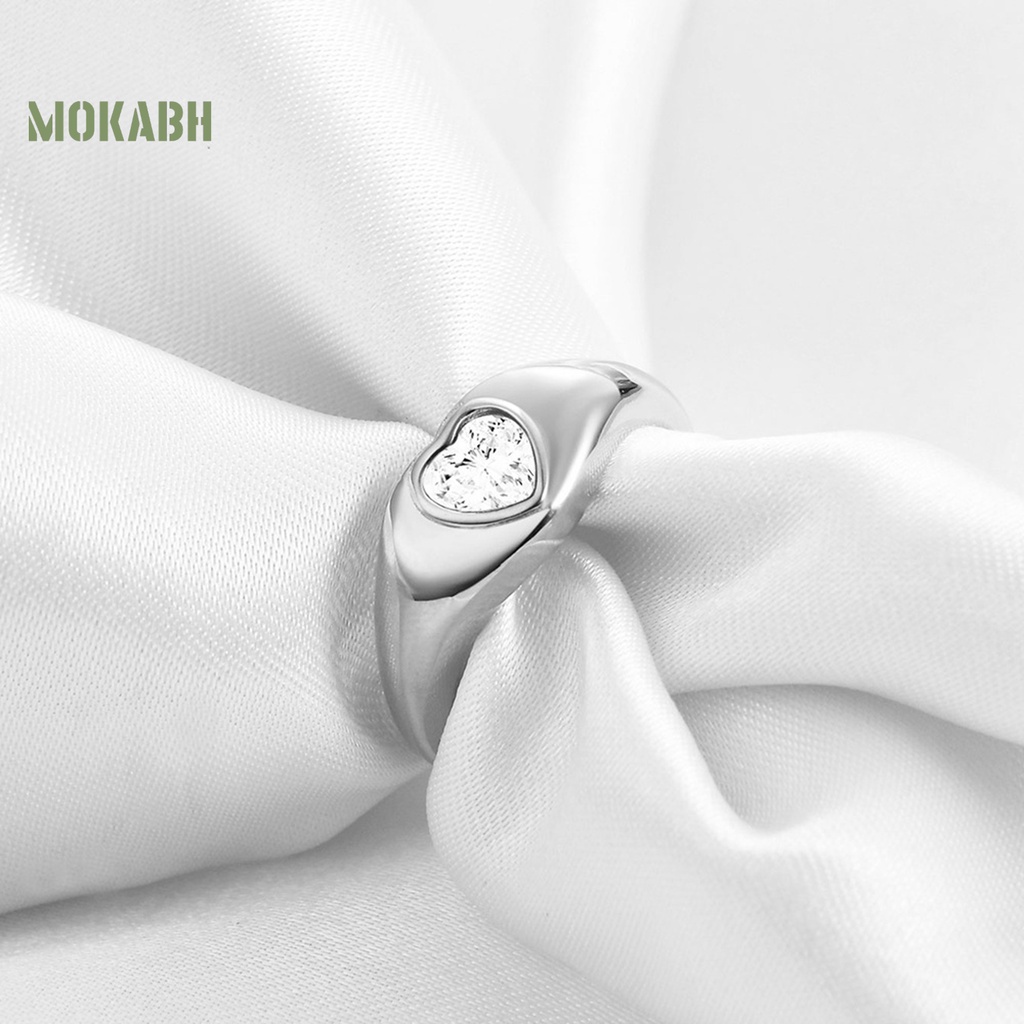 Nhẫn Hình Trái Tim Bằng Thép Không Gỉ Không Gây Dị Ứng Đính Đá Thời Trang Dành Cho Nữ