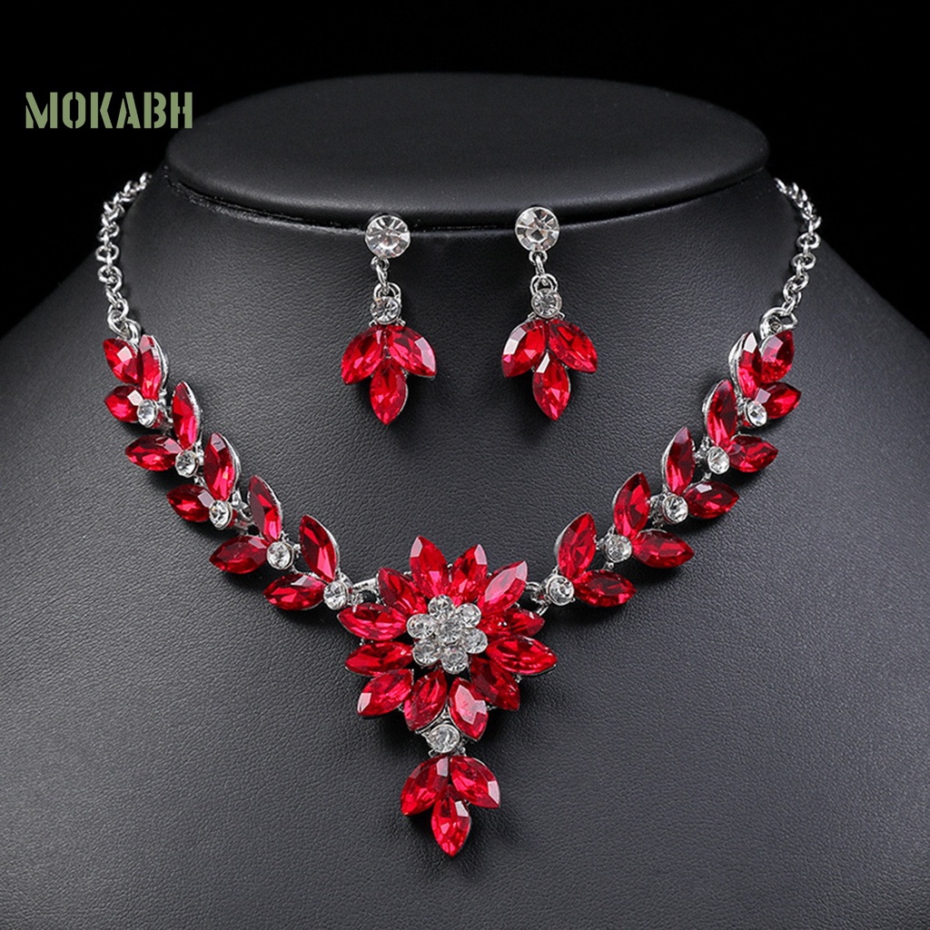 1 Bộ Vòng cổ Và Bông Tai Đính Đá Pha Lê Giả Màu Sắc Tương Phản Phong Cách Vintage Dành Cho Nữ