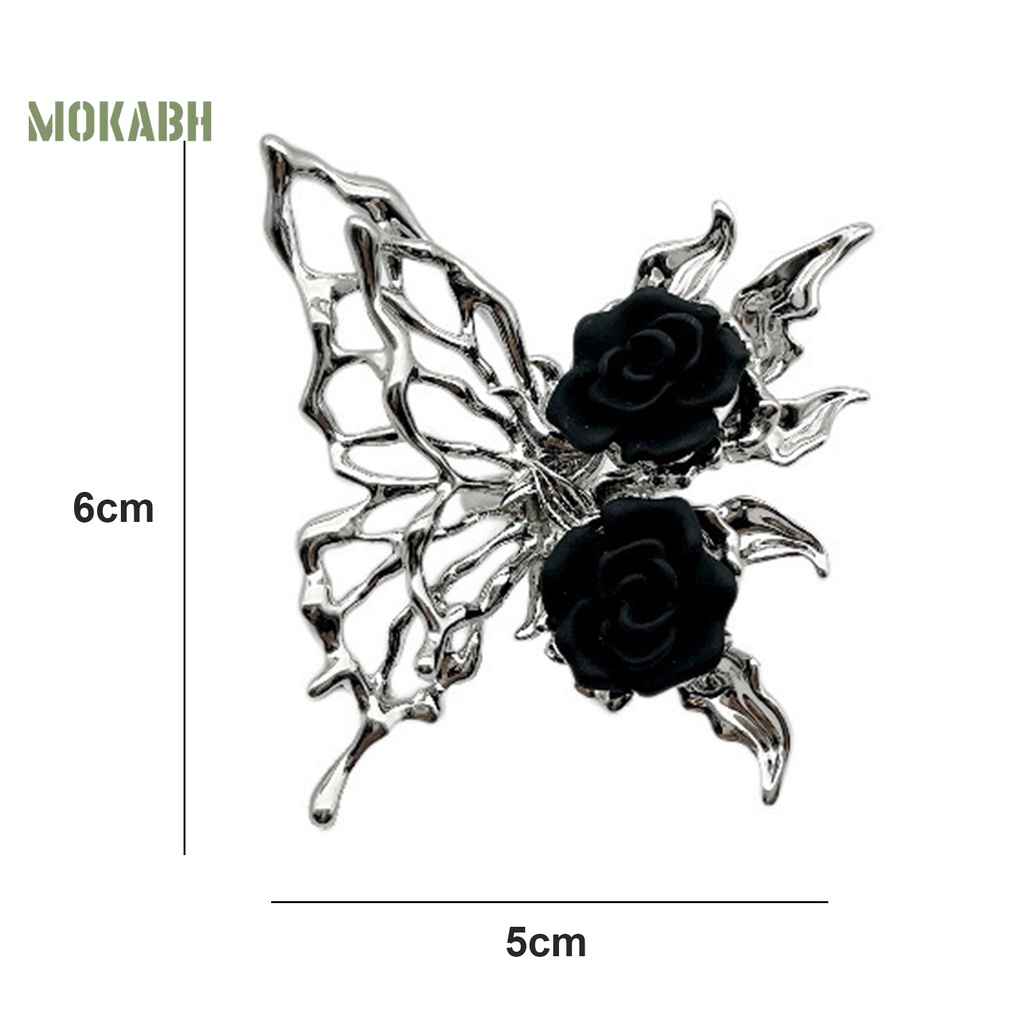 [Mới] Nhẫn Mở Hình Bướm Rỗng Đính Đá Màu Đen Phong Cách Gothic Punk Làm Quà Tặng Thời Trang Cho Nữ