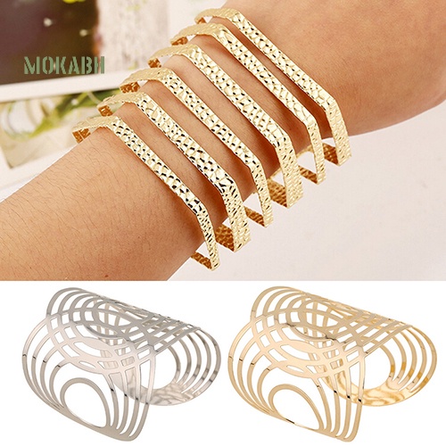 Vòng Đeo Tay Họa Tiết Hình Học Rỗng Màu Vàng / Bạc Phong Cách Punk Thời Trang Cho Nam Và Nữ