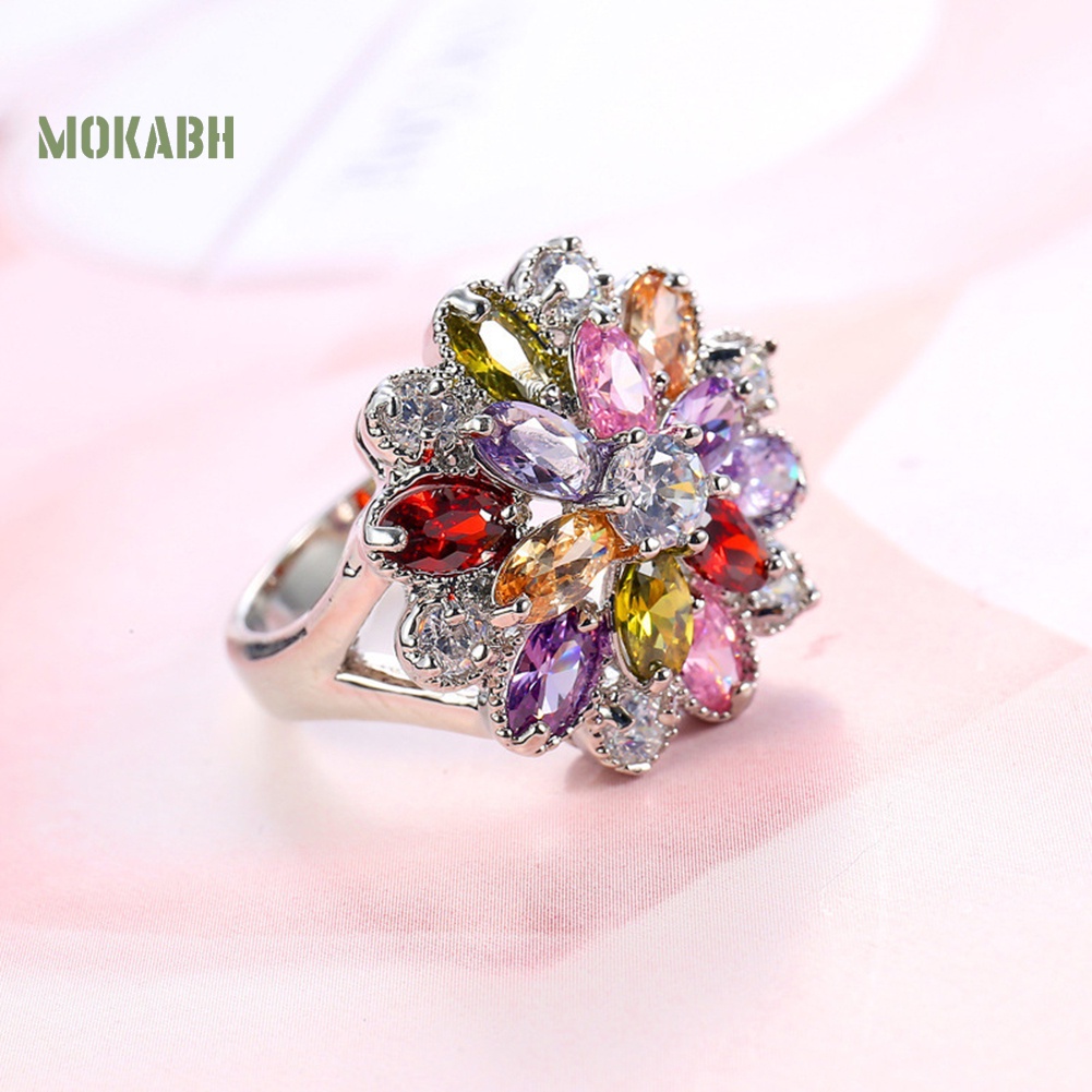 Nhẫn Đính Hôn Đính Đá Zircon Nhiều Màu Dành Cho Nữ