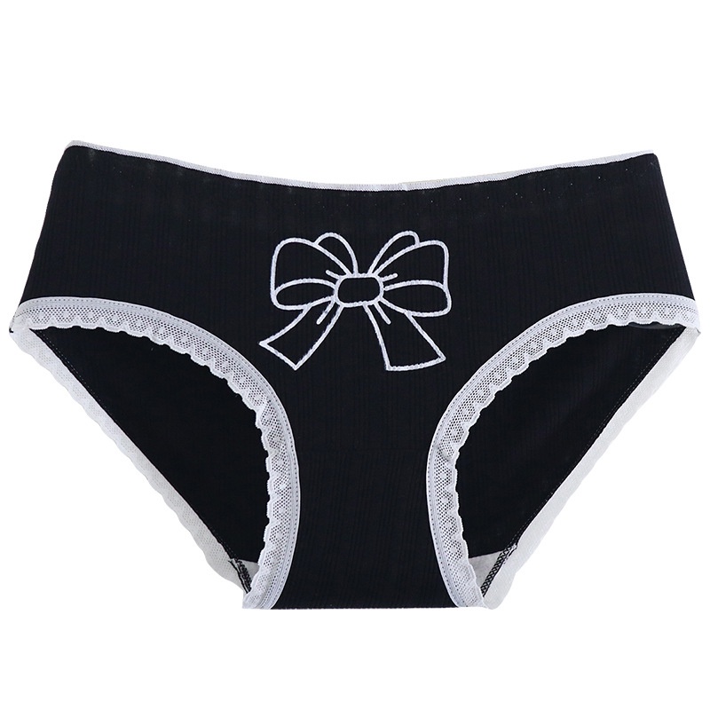 Quần Lót Cotton Lưng Vừa In Họa Tiết Đính Nơ Phong Cách Lolita Nhật Bản Dễ Thương Cho Nữ