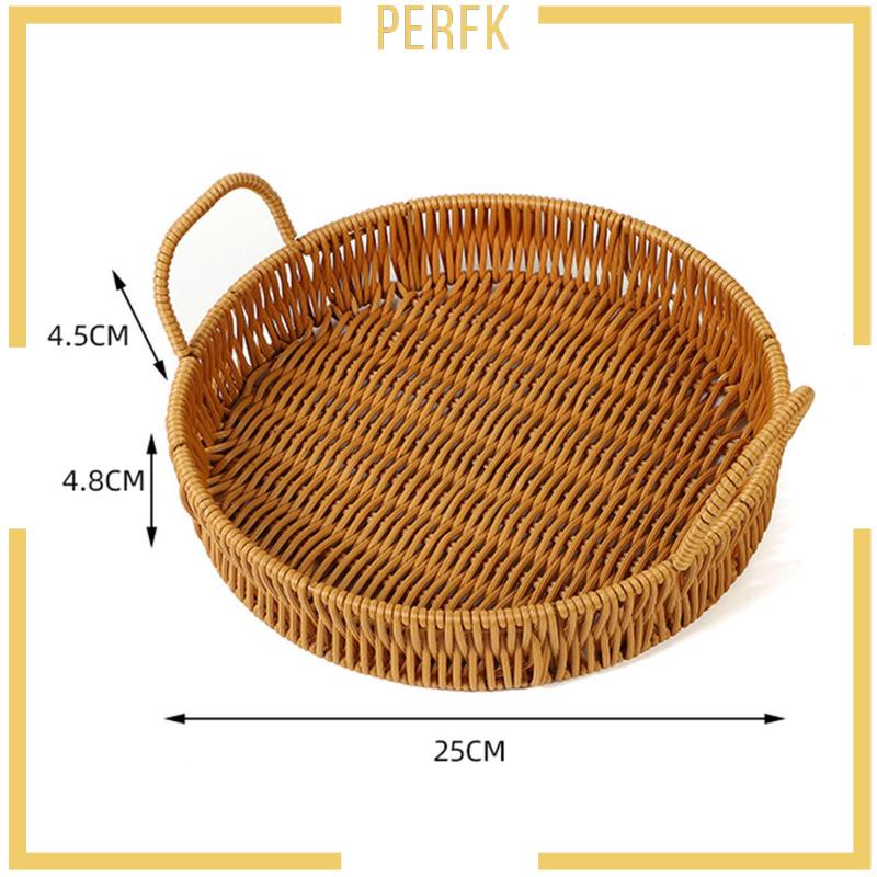 [Perfk] Khay Đựng Thức Ăn Đan Mây Thủ Công Để Bàn Nhà Bếp Chắc Chắn
