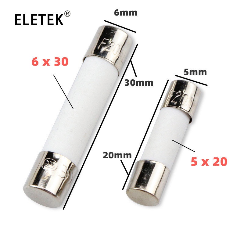 Set 10 cầu chì ống gốm chuyên dụng 5x20mm 6x30mm 250V 1A 1.5A 2A 2.5A 3A 4A 5A 6.3A 8A 10A 12A 15A 20A 25A 30A