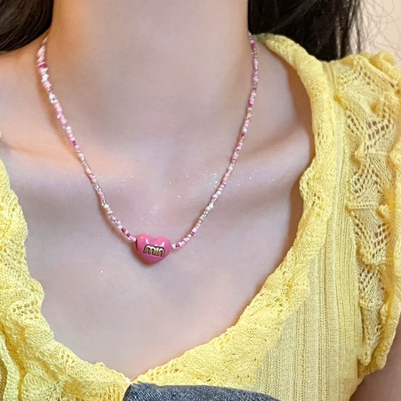 Vòng cổ Mặt Trái Tim Màu Kẹo Ngọt Phong Cách Hàn Quốc Cổ Điển Thời Trang Xuân Hè Mới Cho Nữ