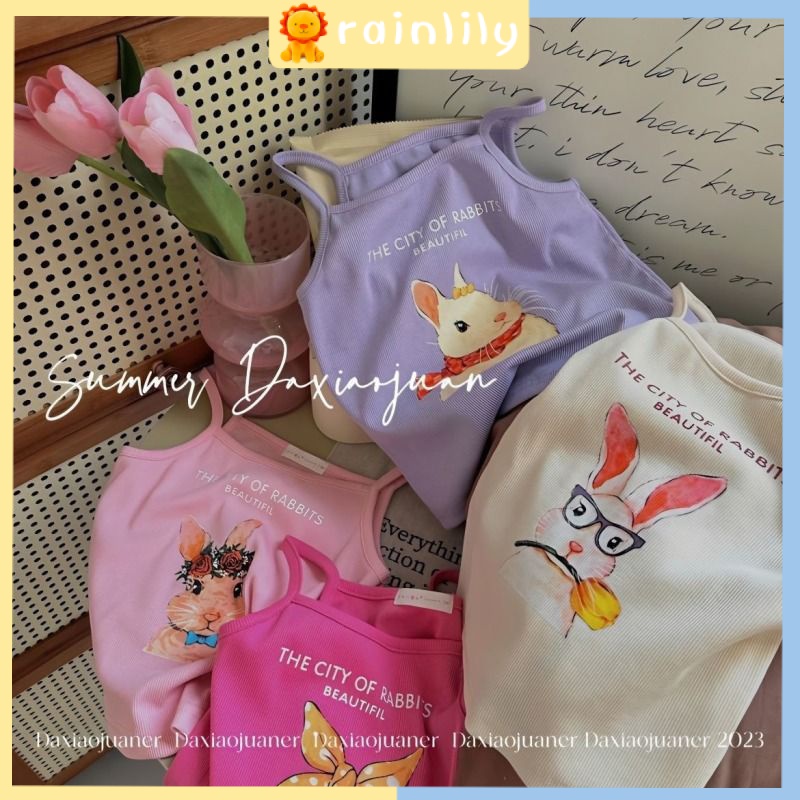 Áo Hai Dây Mùa Hè 2023 In Họa Tiết Hoạt Hình Phong Cách Phương Tây Cho Bé Gái