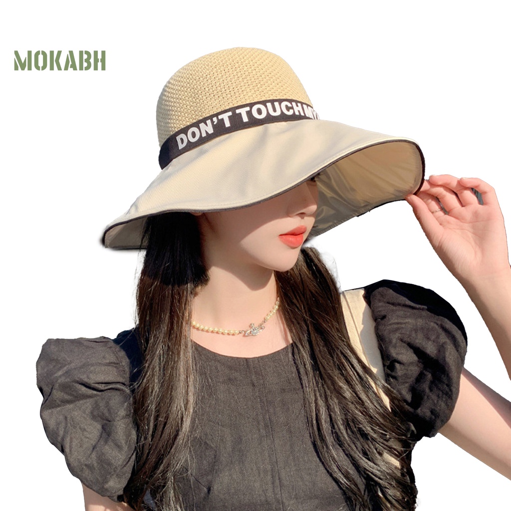 Nón Tai Bèo Rộng Vành Màu Trơn Họa Tiết Chữ Thời Trang Mùa Hè Cho Nữ