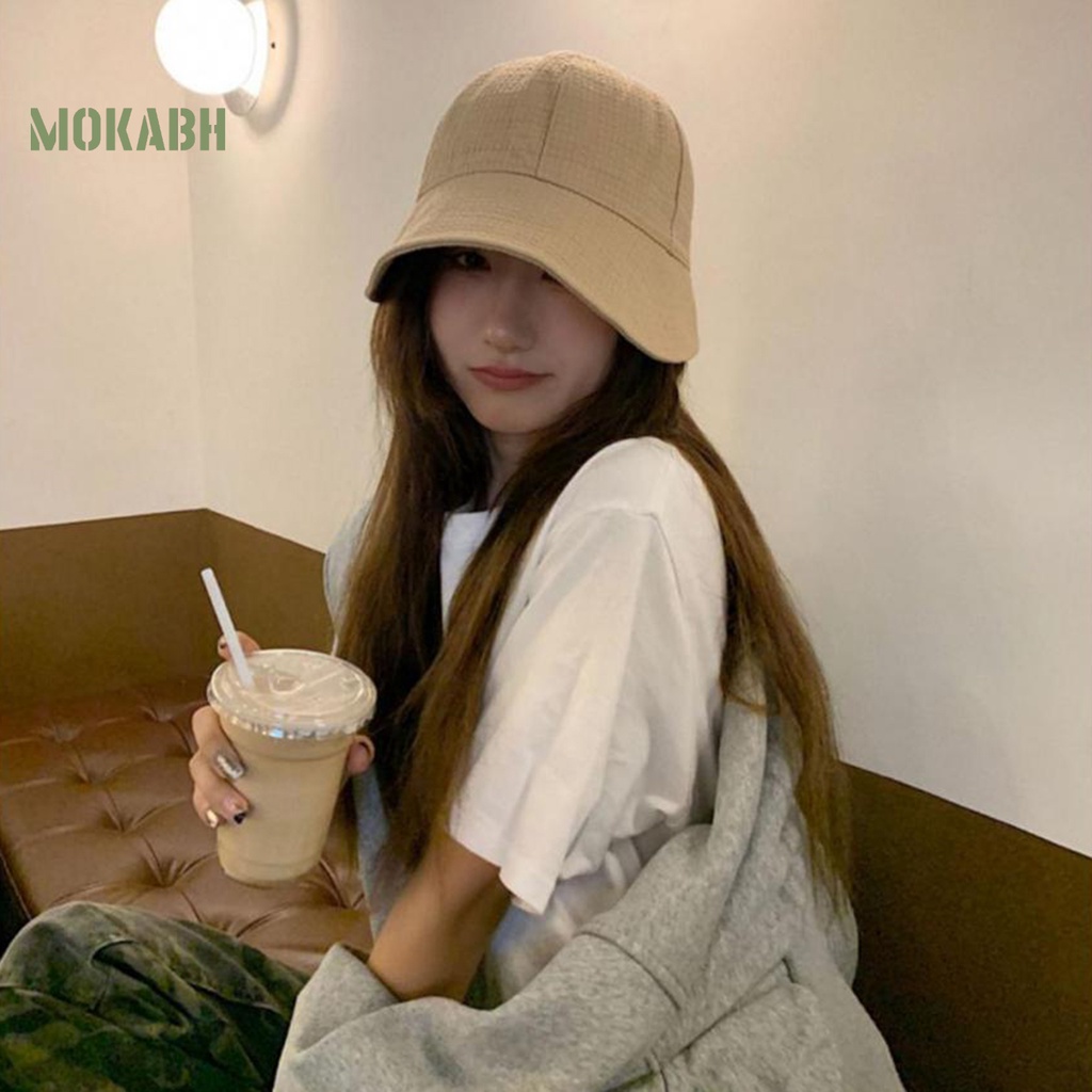 Nón Rộng Vành Màu Trơn Điều Chỉnh Được Có Dây Rút Thời Trang Mùa Hè Cho Nữ