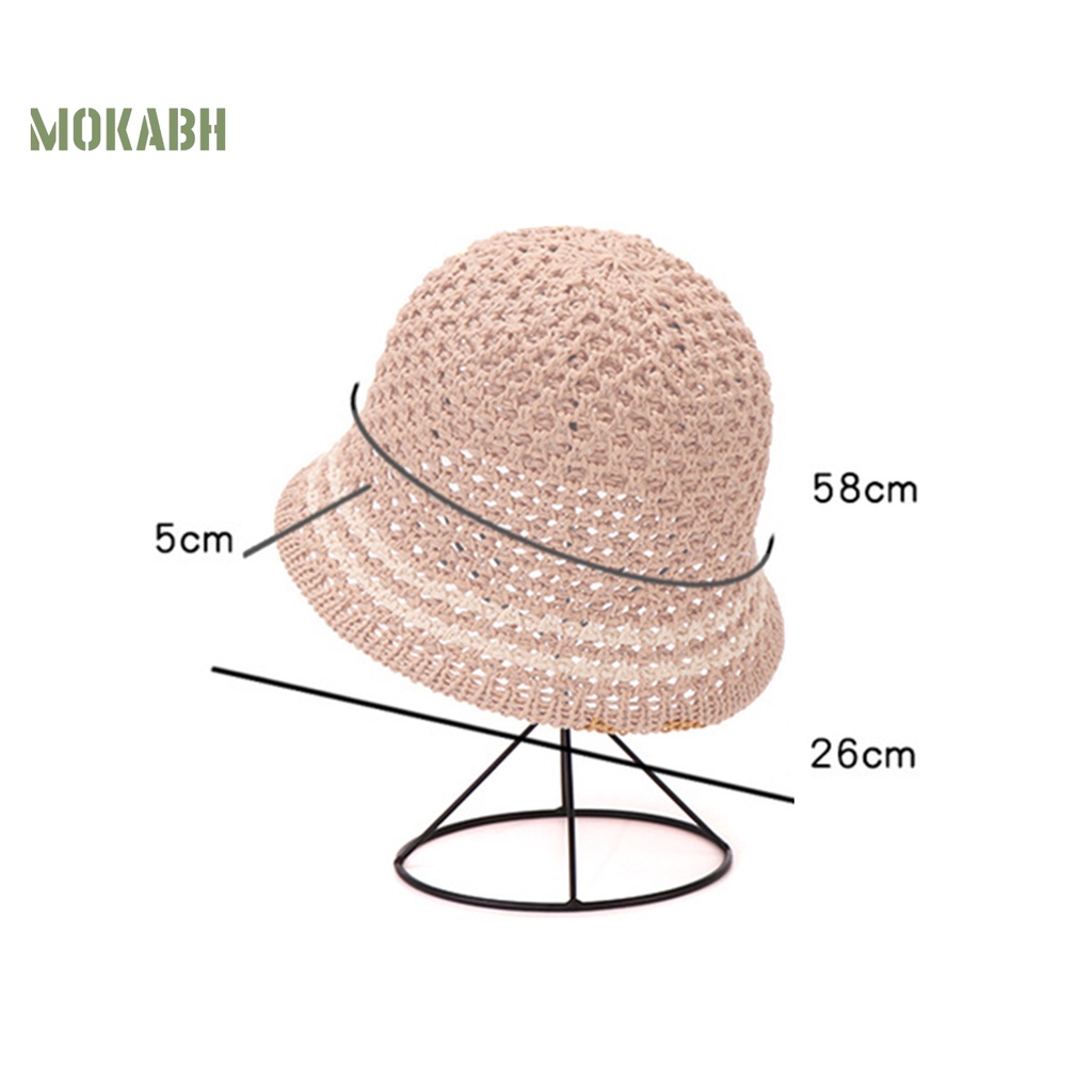 [Mok Abh] Mũ Dệt Kim Kiểu Chắp Vá Lỗ Rỗng Họa Tiết Kẻ Sọc Thời Trang Đi Biển Mùa Hè Cho Nữ
