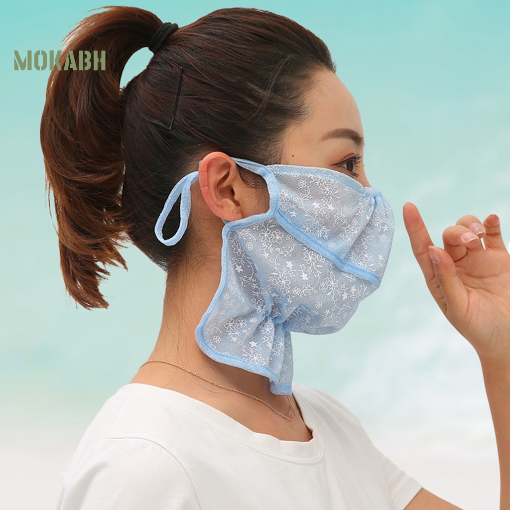 Khẩu Trang Chống Nắng Chống Bụi Thêu Hoa Mỏng Bảo Vệ Mặt Và Cổ
