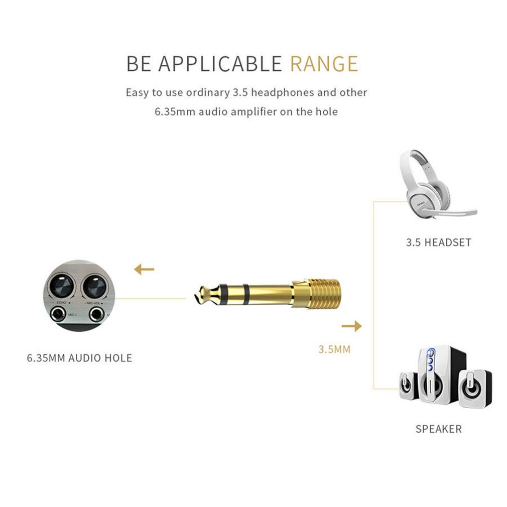 5Pcs/Set Headphone Adapeters Gold-Plated Durable 6.35Mm 1/4 Inch Port Plug To 3.5Mm Male Stereo Socket Adapter [Q/14]