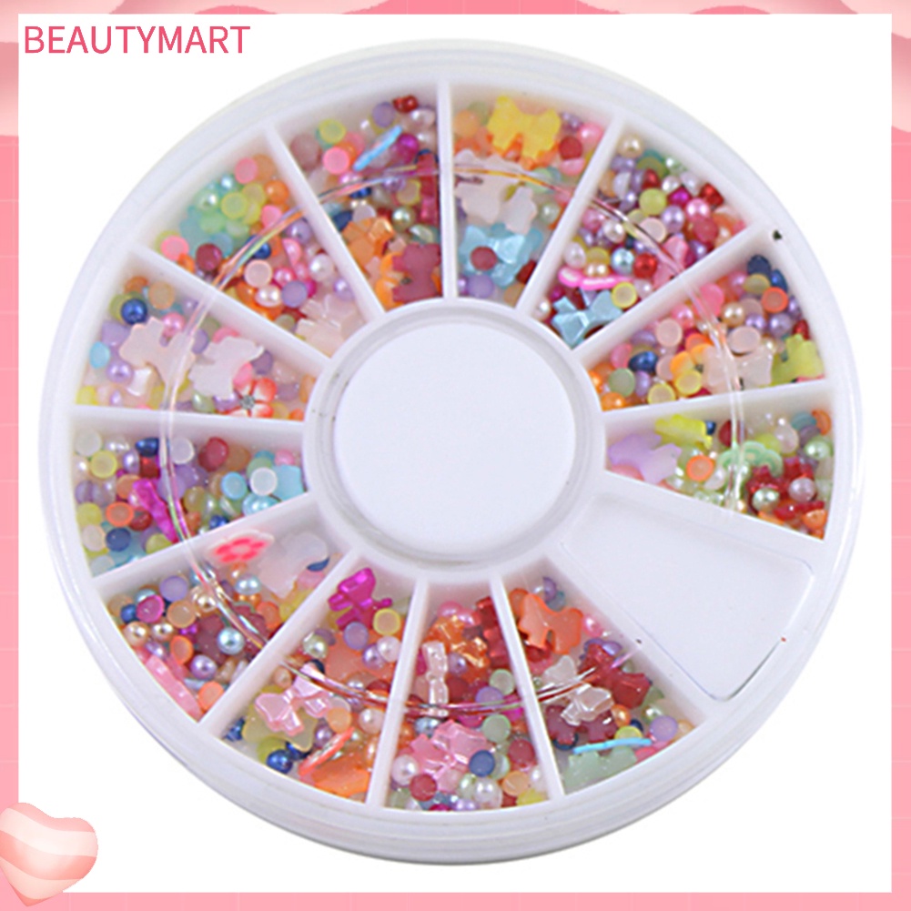 Set 500 Hạt Ngọc Trai Tròn Dẹt Đính Trang Trí Móng Tay DIY