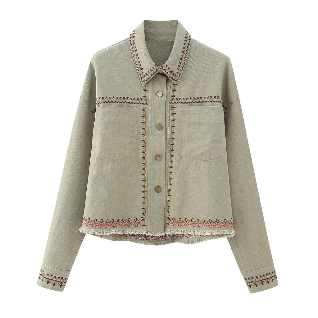 Hàng Mới Về Áo Khoác Sơ Mi Thêu Họa Tiết Phong Cách Đường Phố Âu Mỹ Thời Trang Mùa Hè 2023 w03 3688