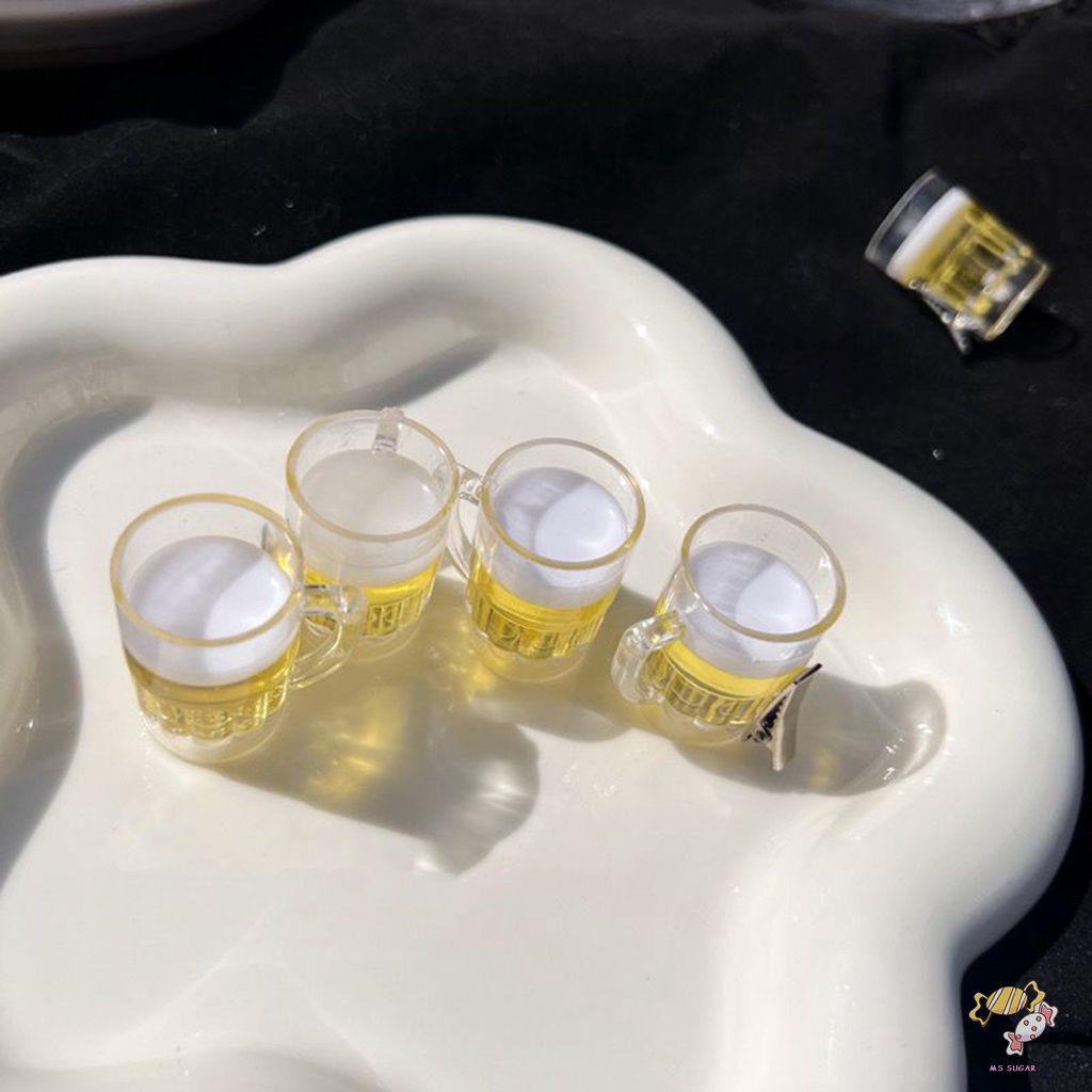 YADORNOS Kẹp Tóc Hình Ly Bia Bằng Nhựa Resin Bền Vui Nhộn DIY