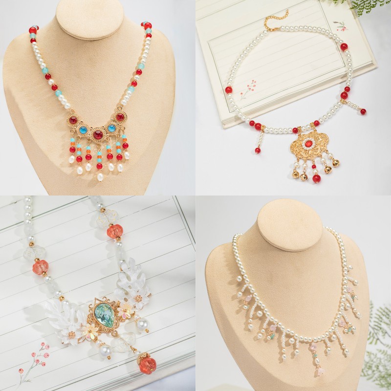 1 Vòng Cổ Hán Phục Đính Ngọc Trai Phong Cách Truyền Thống Dành Cho Nữ