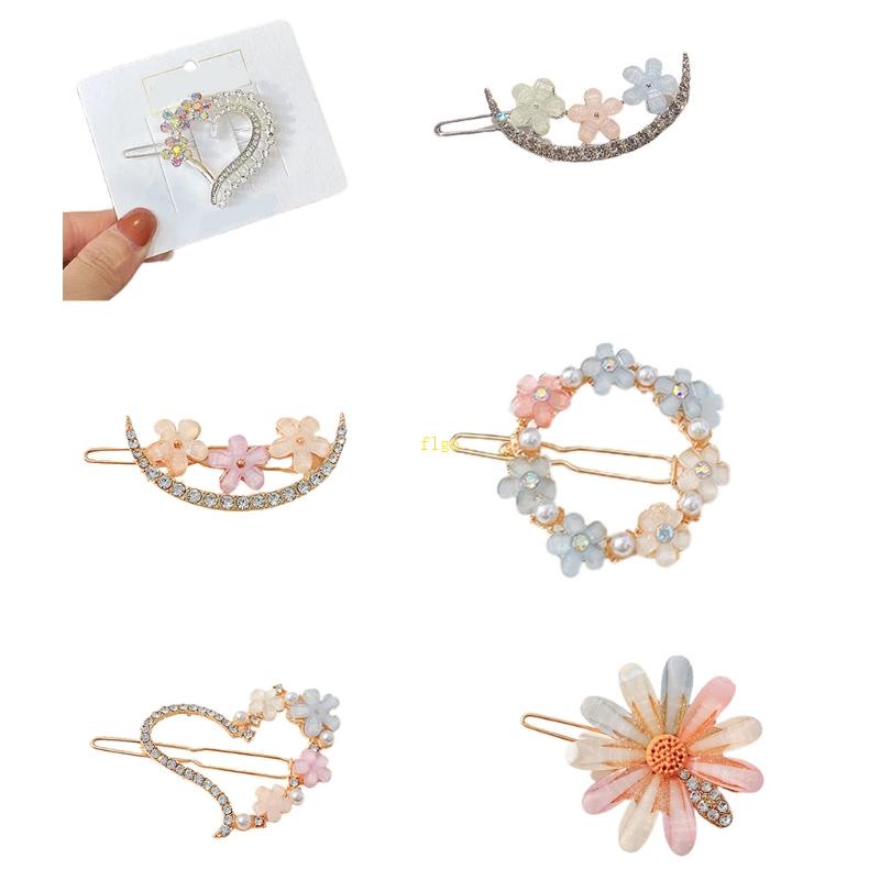 Kẹp Tóc Hợp Kim Hình Hoa Đính Đá Xinh Xắn Cho Nữ