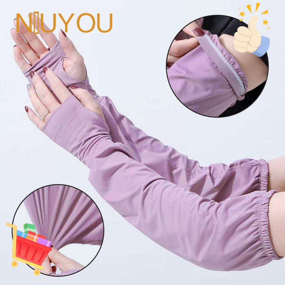 Găng Tay Chống Nắng Bằng Lụa Lạnh Bảo Vệ Khỏi Tia UV Khi Đạp Xe