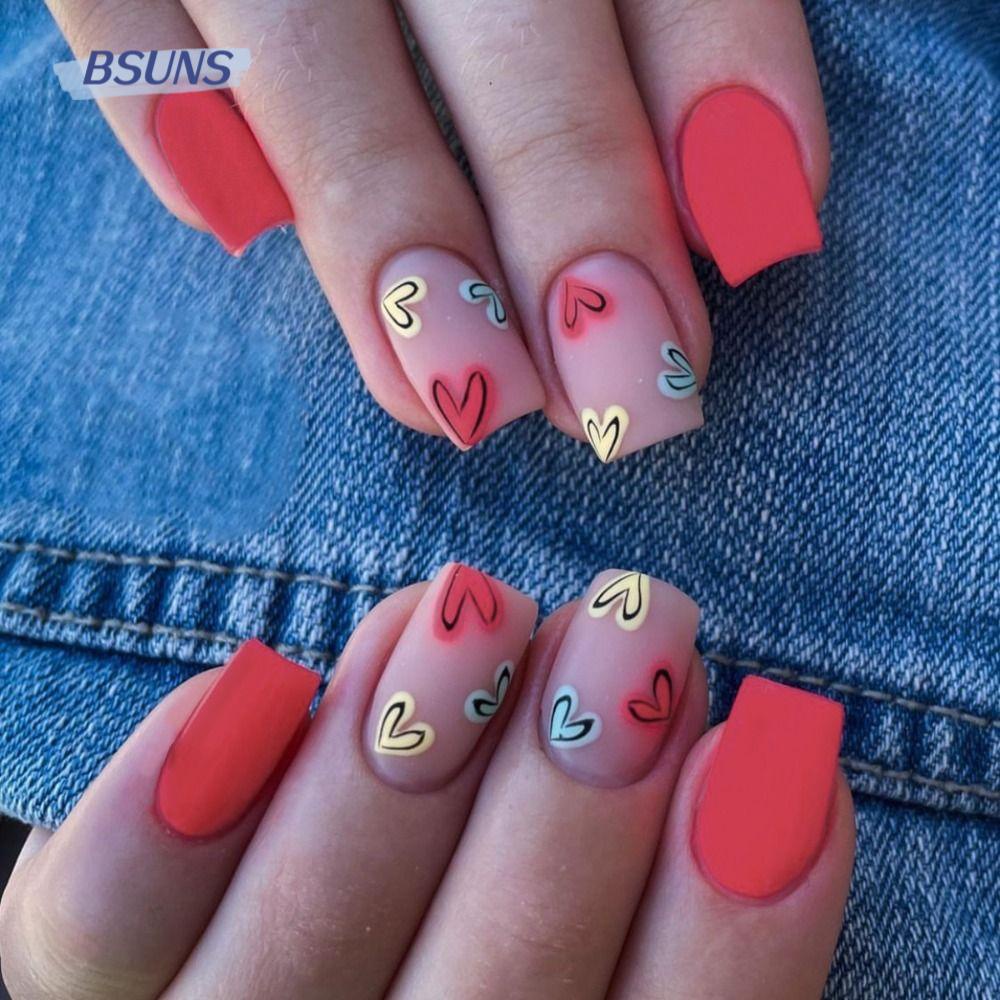 Bộ Móng Tay Giả Đầu Vuông Dạng Nhấn DIY