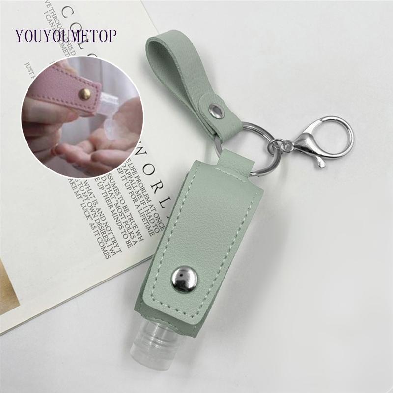Chai Đựng Nước Rửa Tay Bằng Da Giả Có Thể Đổ Đầy Kèm Móc Khóa Tiện Lợi
