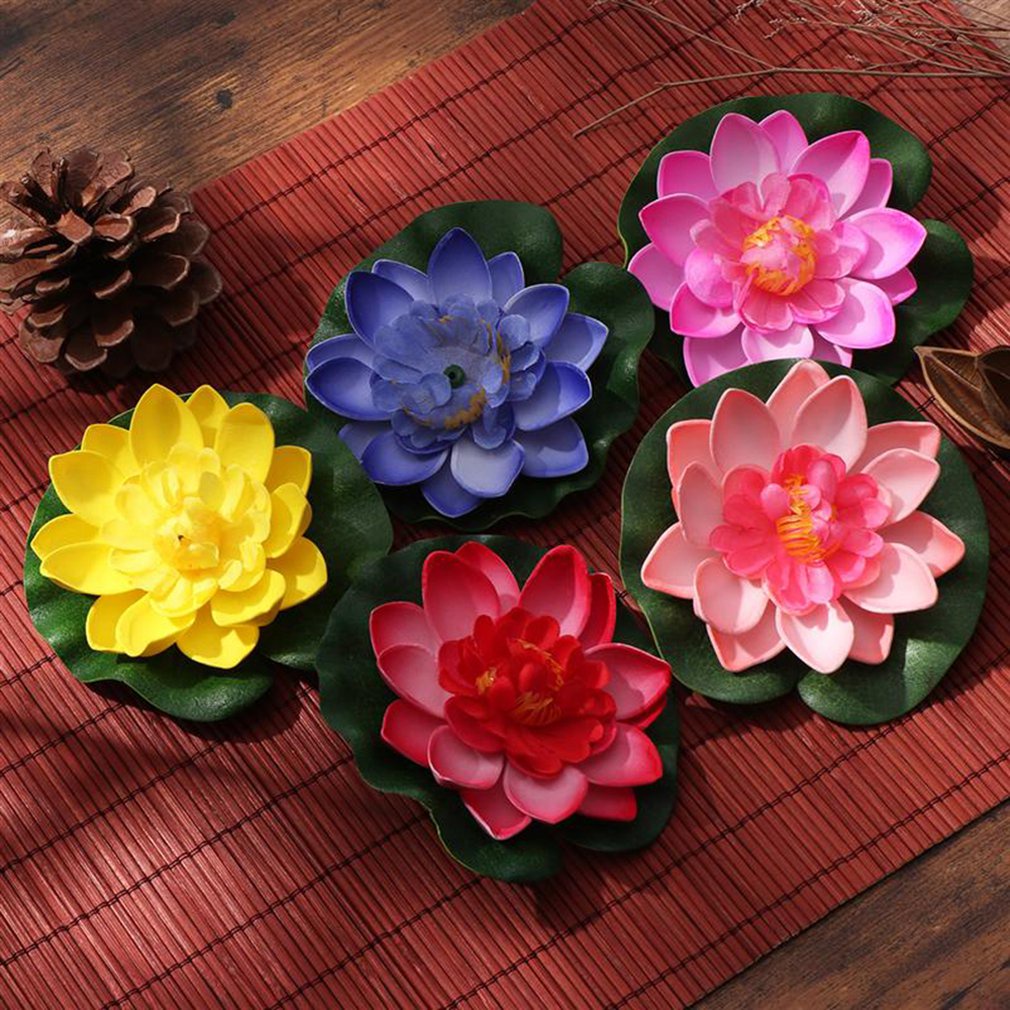 =Christmas=5pcs Artificial Floating Water Lily Eva Lotus Flower Pond Decor 10cm Lotus