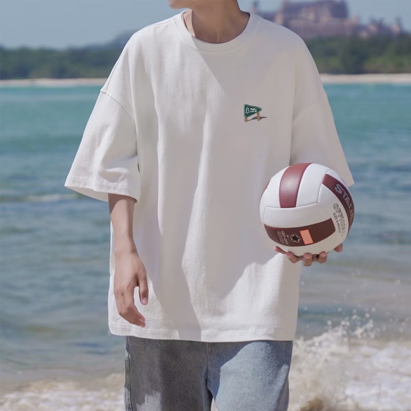 Áo Thun Tay Ngắn Dáng Rộng Chất Liệu Cotton Lụa Lạnh Thời Trang Mùa Hè Cho Nam 240g