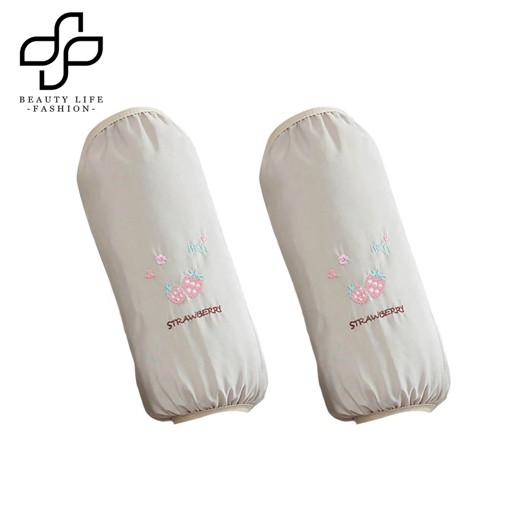 1 Cặp Ống Tay Áo Dài Thêu Hình Dâu Tây Chống Nước Chống Dầu Bảo Vệ Chống Rơi Vỡ
