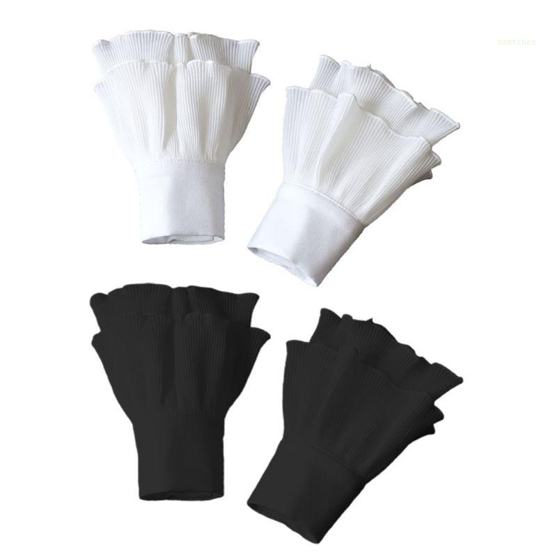 San * Găng Tay Giả Xếp Nếp Xếp Nếp Màu Trơn Có Thể Tháo Rời Phong Cách Nhật Bản Cho Nữ W