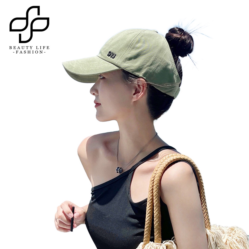 Mũ Lưỡi Trai Hở Chóp Che Nắng Màu Trơn Thêu Chữ Phong Cách Thể Thao Thời Trang Cho Nữ