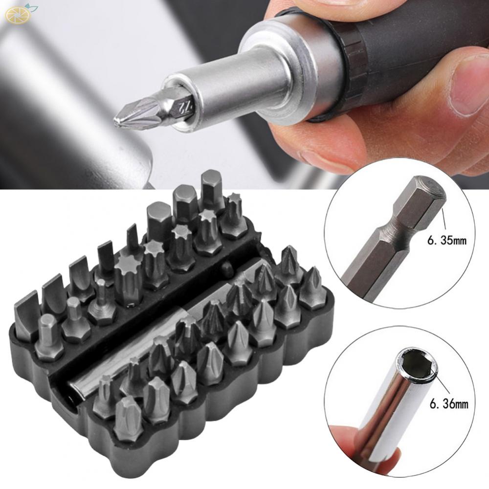 【VARSTR】Screwdriver Bits Black Chrome Vanadium Steel Hex Shank Slotted Cross Yellow