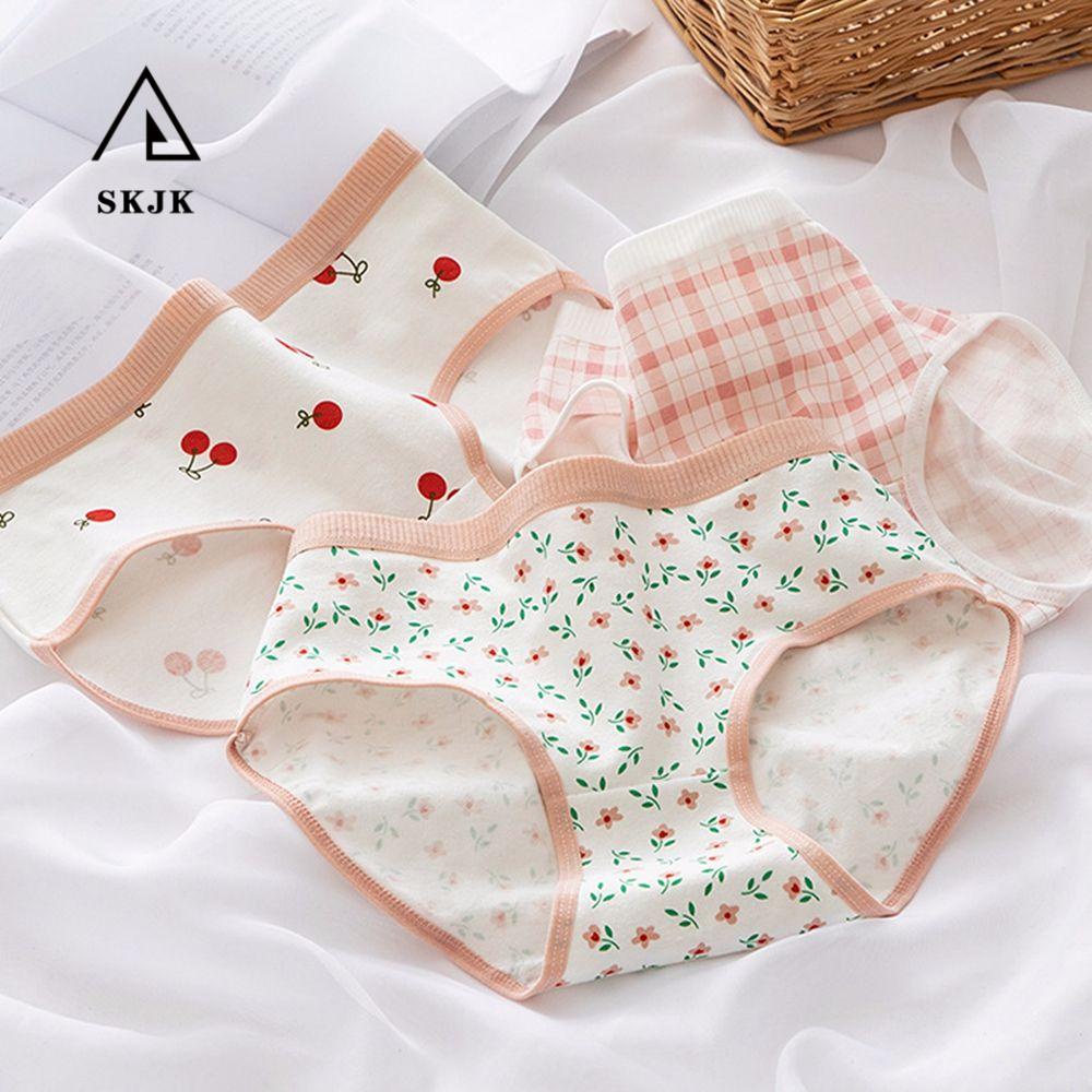 Needway Quần Lót Cotton Mềm Đáy Giữa Eo Họa Tiết Cherry Kẻ Sọc Ngọt Ngào Quyến Rũ Cho Nữ