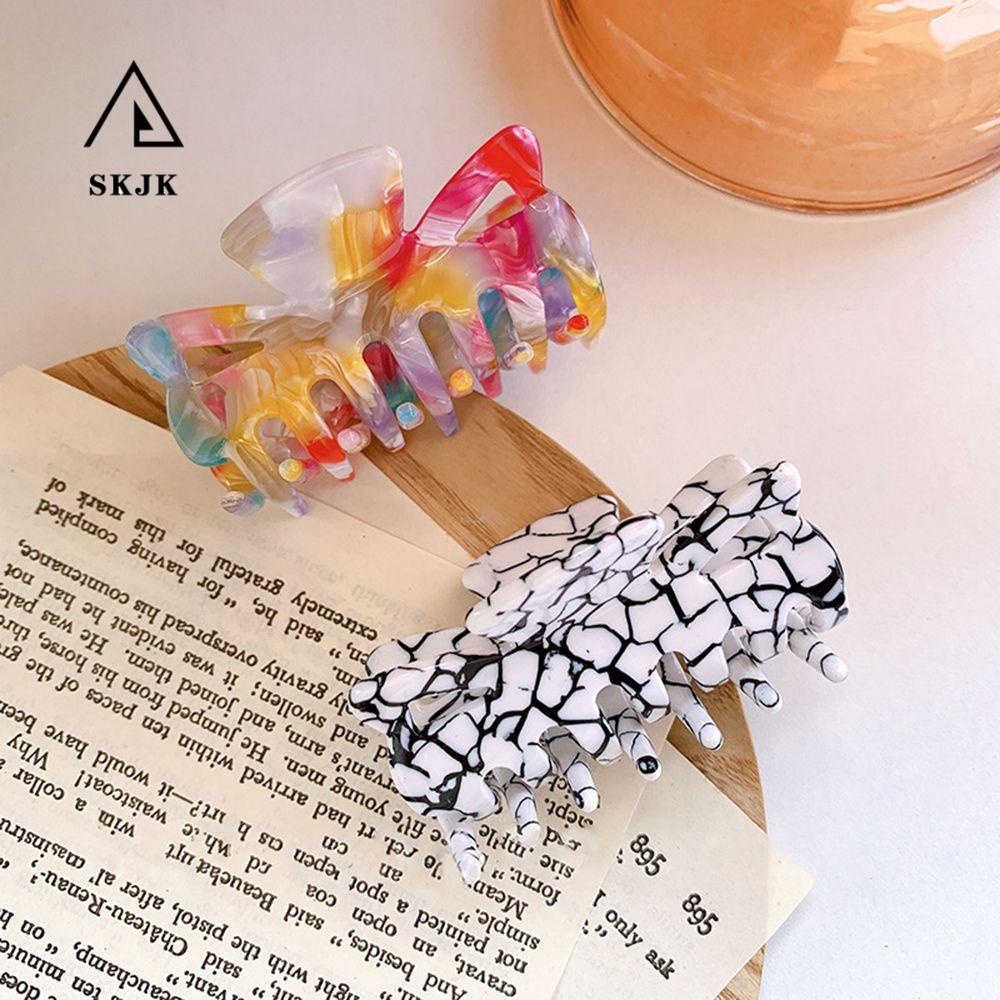 Kẹp Tóc Càng Cua Bằng Acrylic Màu Sắc Cầu Vồng Đơn Giản Dành Cho Nữ