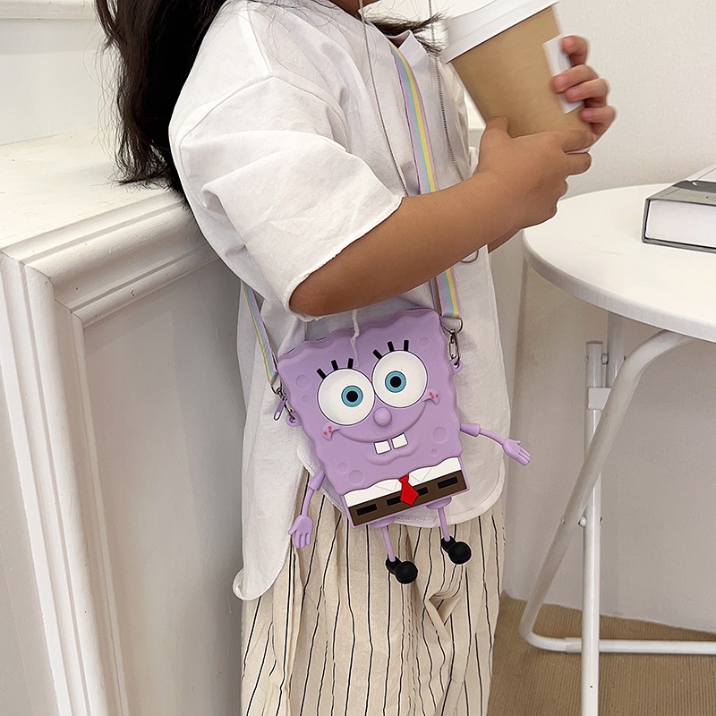 Túi Đeo Chéo Hình SpongeBob Dễ Thương Thời Trang Sức Chứa Lớn Dành Cho Trẻ Em