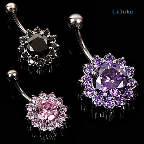 Khuyên Rốn Hình Hoa Đính Đá Xinh Xắn Thời Trang Cho Nữ
